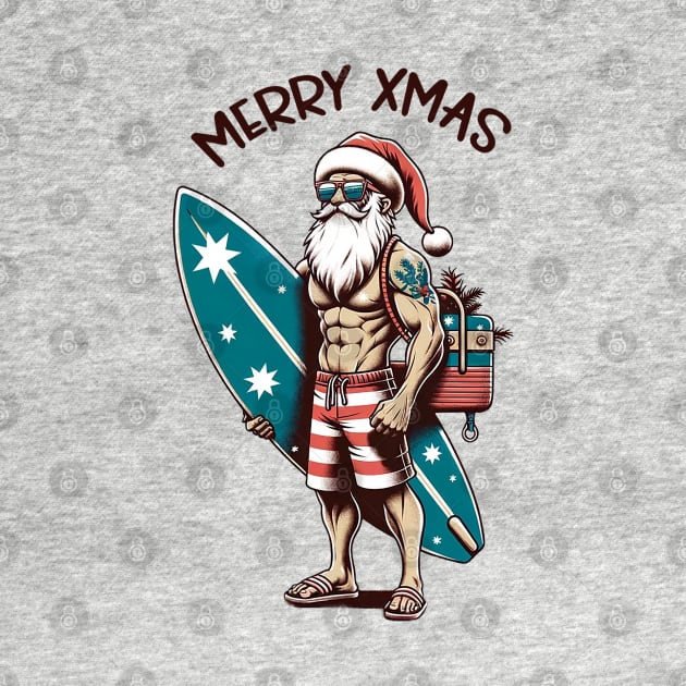 Surfer Santa Claus, Christmas by WorldByFlower